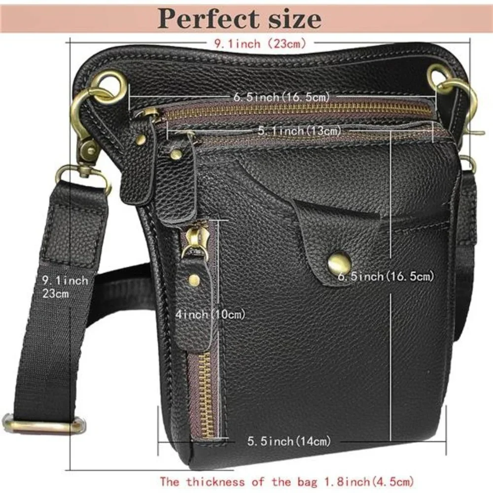 Genuine Leather hip bag Thigh Drop Leg Bag Waist fanny Pack for Men and Women